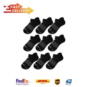 9 PACK BOMBAS Men's Solid Ankle Socks (Black, XL)